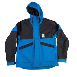 Topo Designs Global Jacket Mens Medium Blue Black Waterproof Hooded Shell